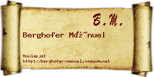 Berghofer Mánuel névjegykártya